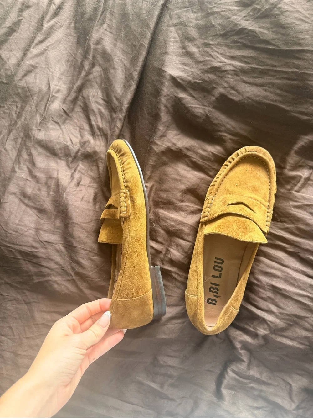 Women’s Suede Penny Loafers in Mustard Yellow